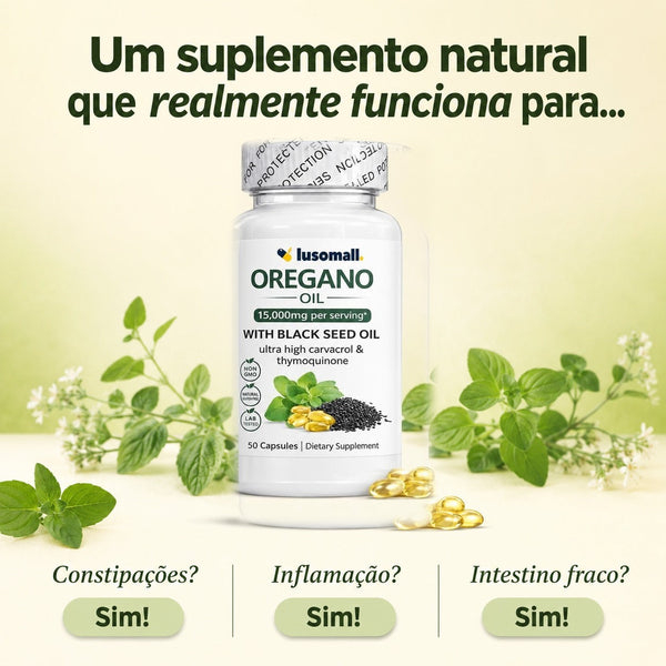 Óleo de Orégão + Semente Preta — 50 Cápsulas