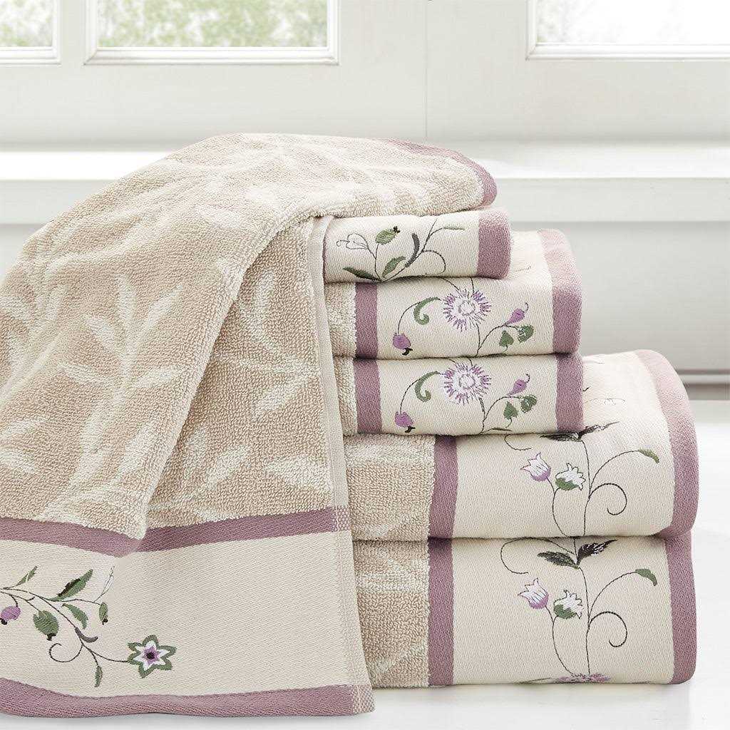 Madison Park Serene Embroidered Cotton Jacquard Piece Towel Set