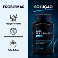 NAD+ Resveratrol 1200 mg — Fórmula de Regeneração Celular · 30 Cápsulas
